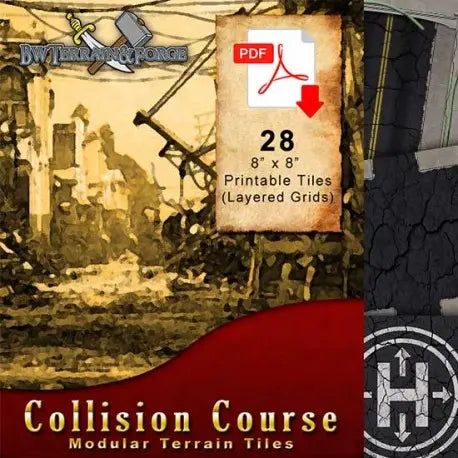 Digital Forge: Collision Course - Disaster Street Modular Terrain Tiles - bw-terrain-forge