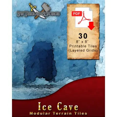 Digital Forge: Ice Cave - Arctic Cave Themed Modular Terrain Tiles - bw-terrain-forge
