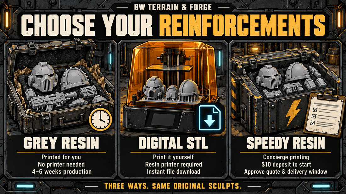 Grey Resin, STL or SPEEDY Resin: How to Buy Bits for Your Grimdark Army - BW Terrain & Forge