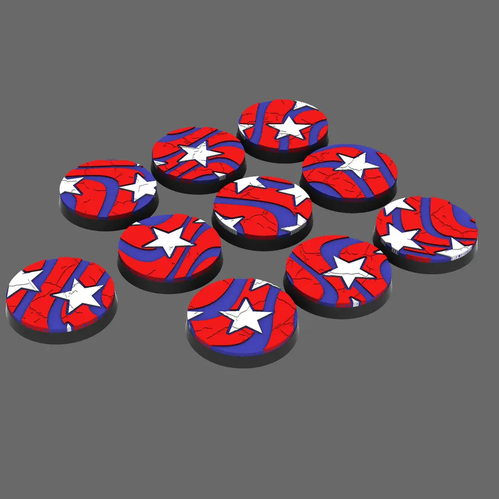 Stars and Stripes 25mm Round Base Set X10 BW Terrain & Forge