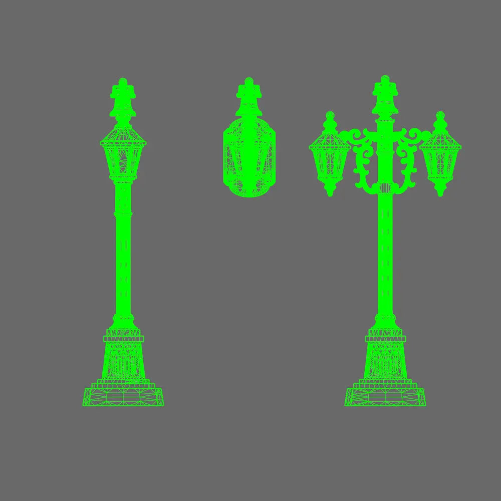 Grim Dark Americana Street Lamps BW Terrain & Forge