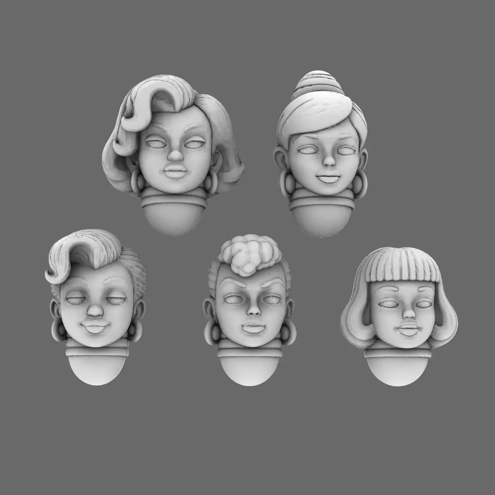 Legion of Barb Vintage Fashion Doll Heads BW Terrain & Forge