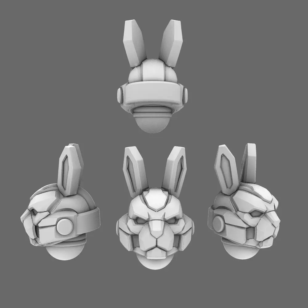 Mecha Furry V10K Bunny Mech Helmets X 10 BW Terrain & Forge