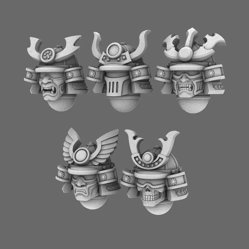 Cyber Samurai V2 Metal Storm Samurai Helmet X 10 BW Terrain & Forge