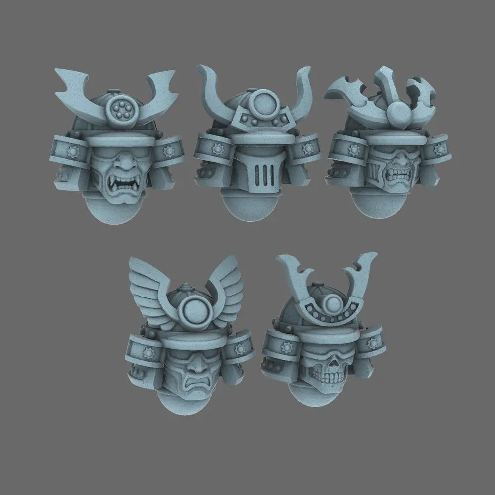 Cyber Samurai V2 Metal Storm Samurai Helmet X 10 BW Terrain & Forge