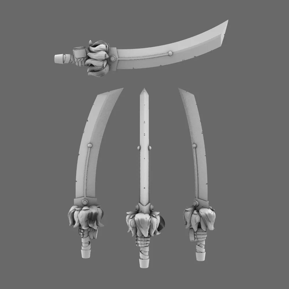 Cyber Samurai Demon Dog Sword RIGHT X 10 BW Terrain & Forge