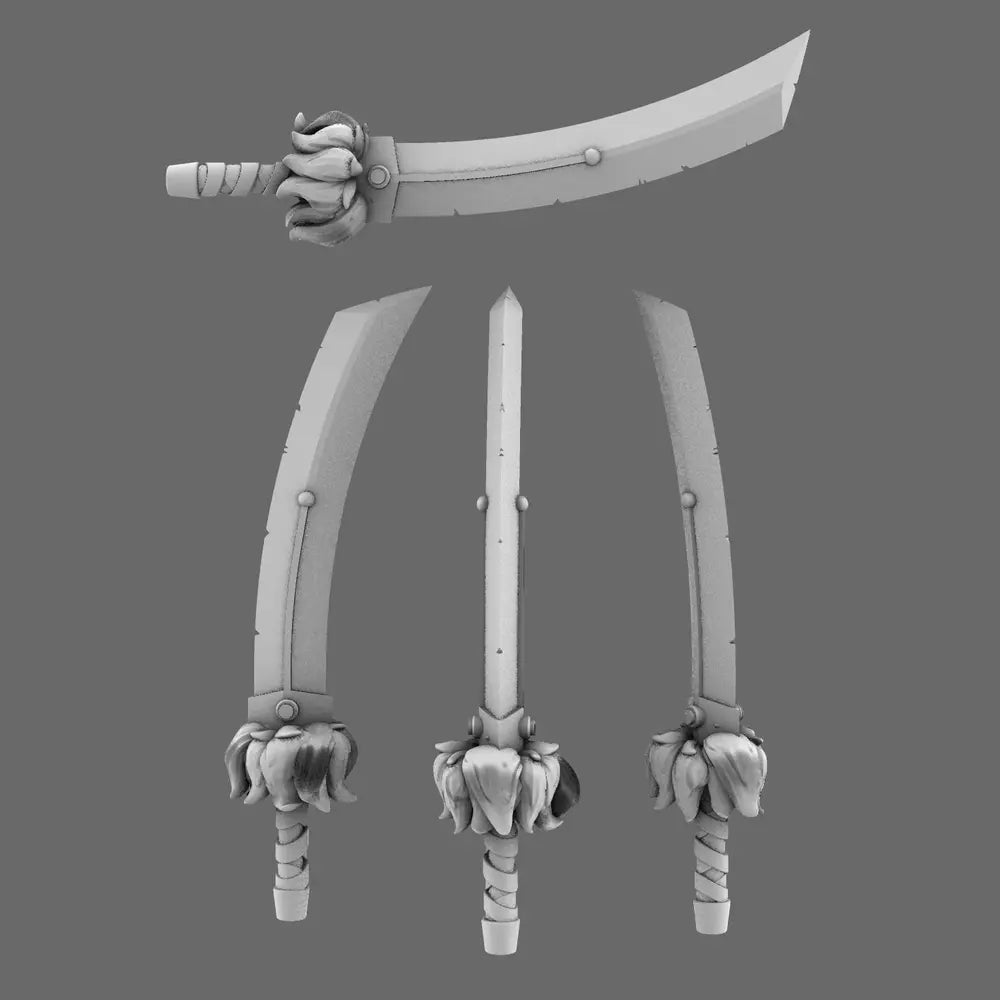 Cyber Samurai Demon Dog Sword NOHAND BW Terrain & Forge