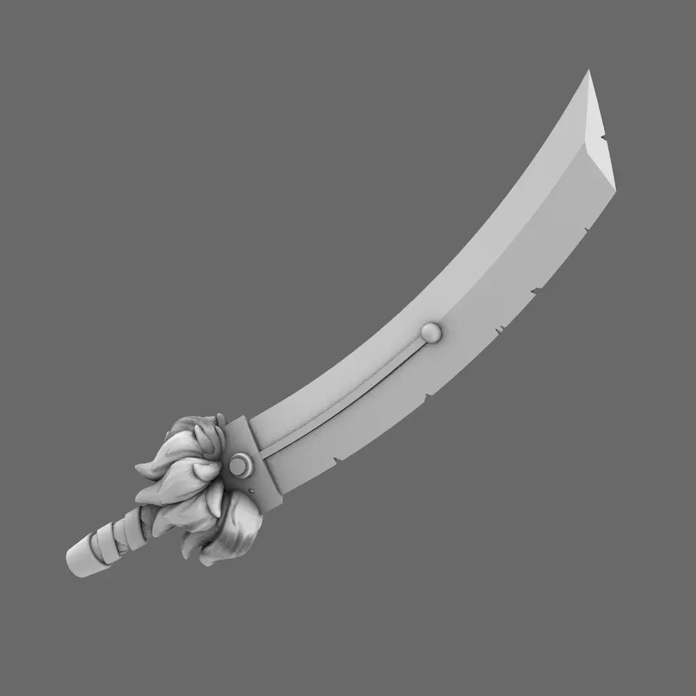 Cyber Samurai Demon Dog Sword NOHAND BW Terrain & Forge