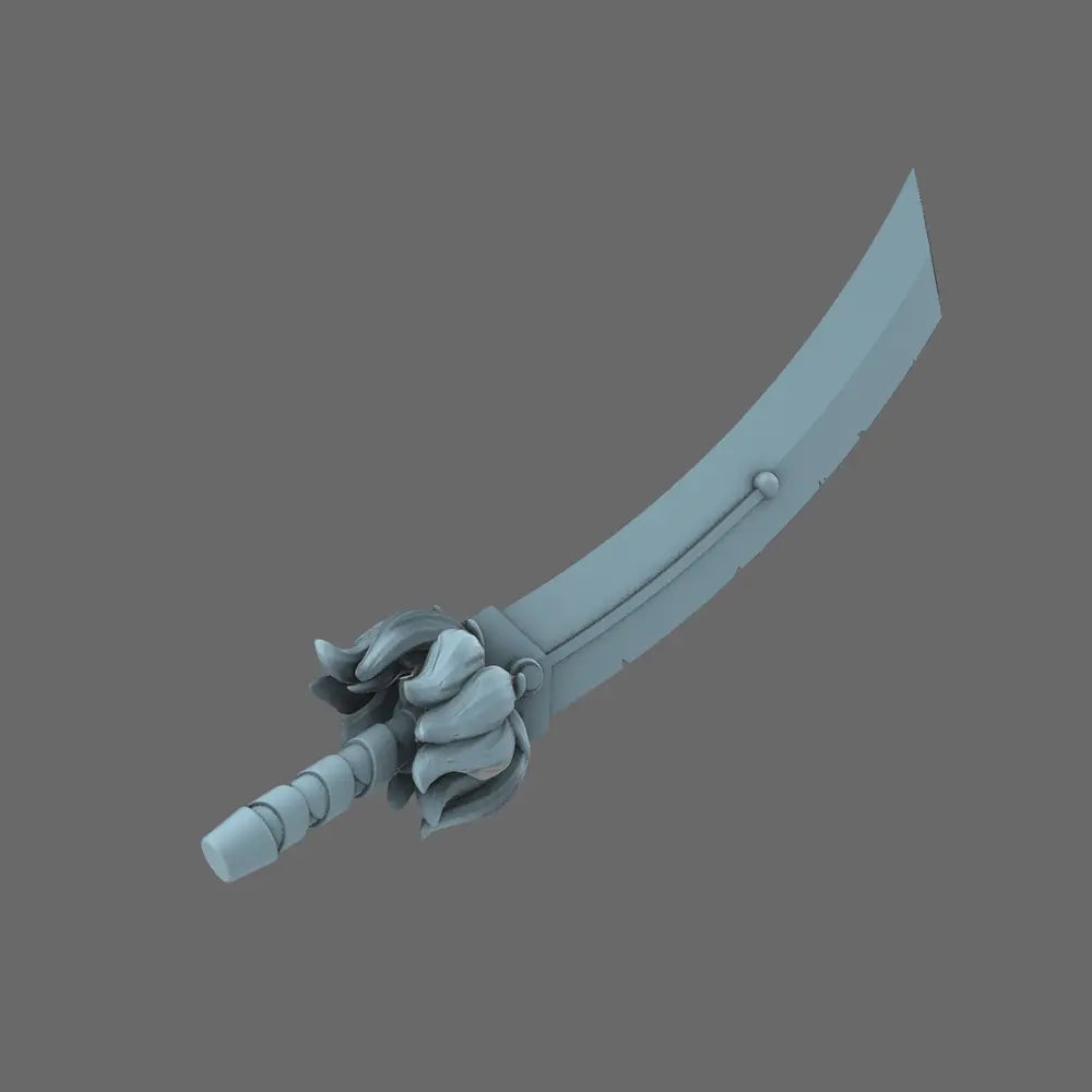 Cyber Samurai Demon Dog Sword NOHAND BW Terrain & Forge