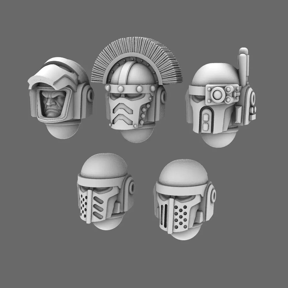 Space Knights V3 Warrior Helmets X 10 BW Terrain & Forge