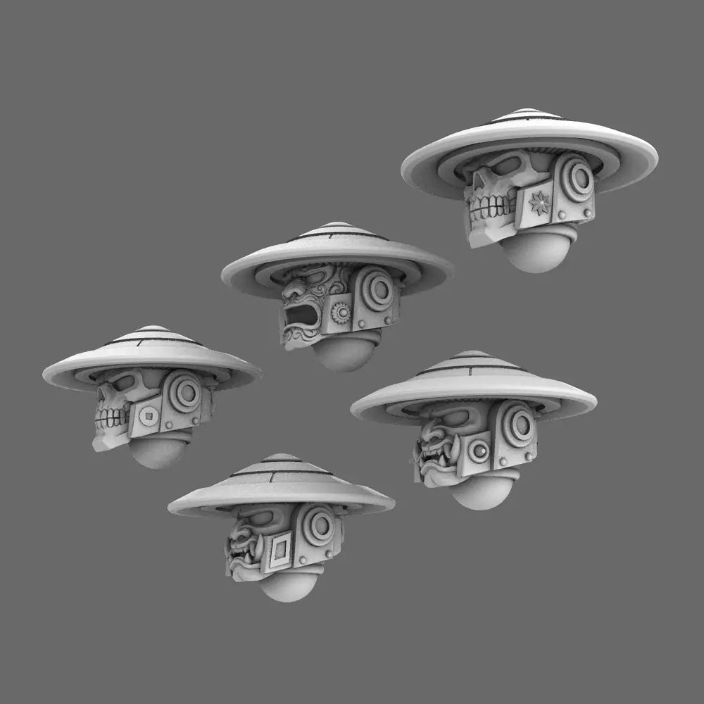 Cyber Samurai V10K Skull & Oni Jingasa Helmets X 10 BW Terrain & Forge