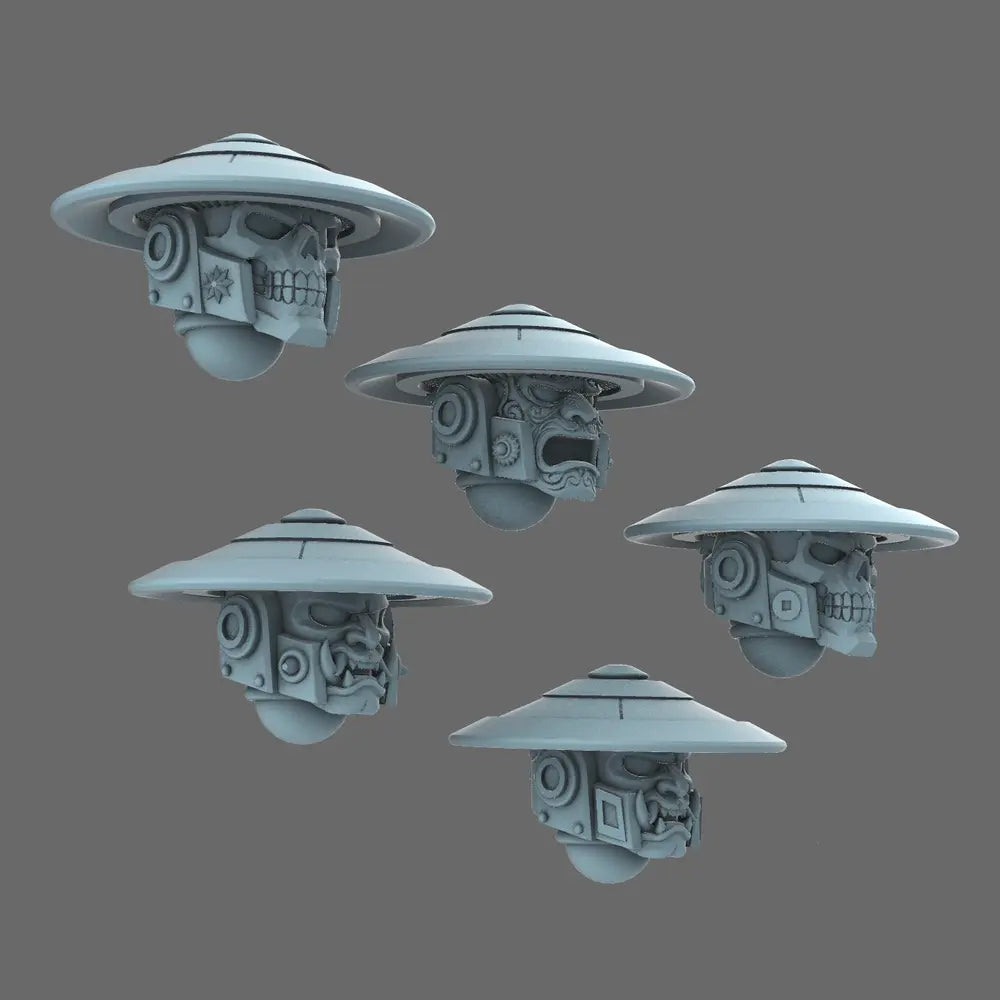 Cyber Samurai V10K Skull & Oni Jingasa Helmets X 10 BW Terrain & Forge