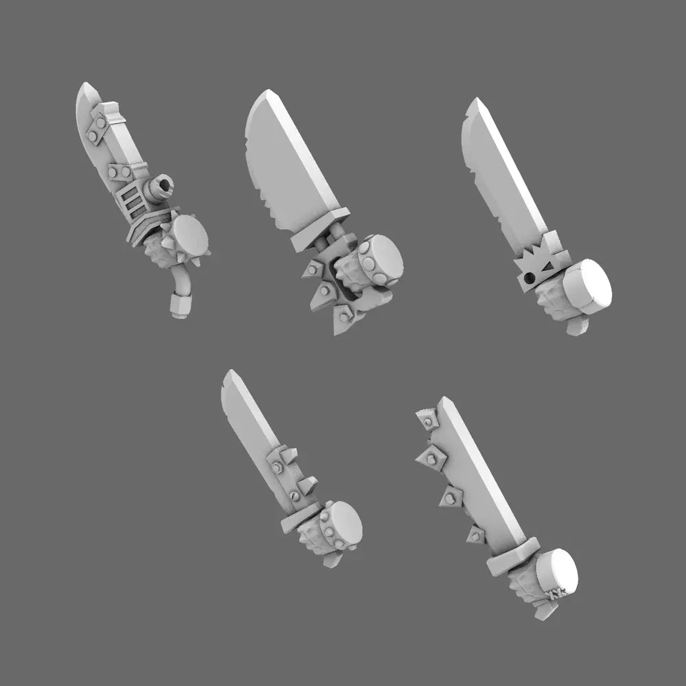 Space Orcs Machetes LEFT X 10 BW Terrain & Forge