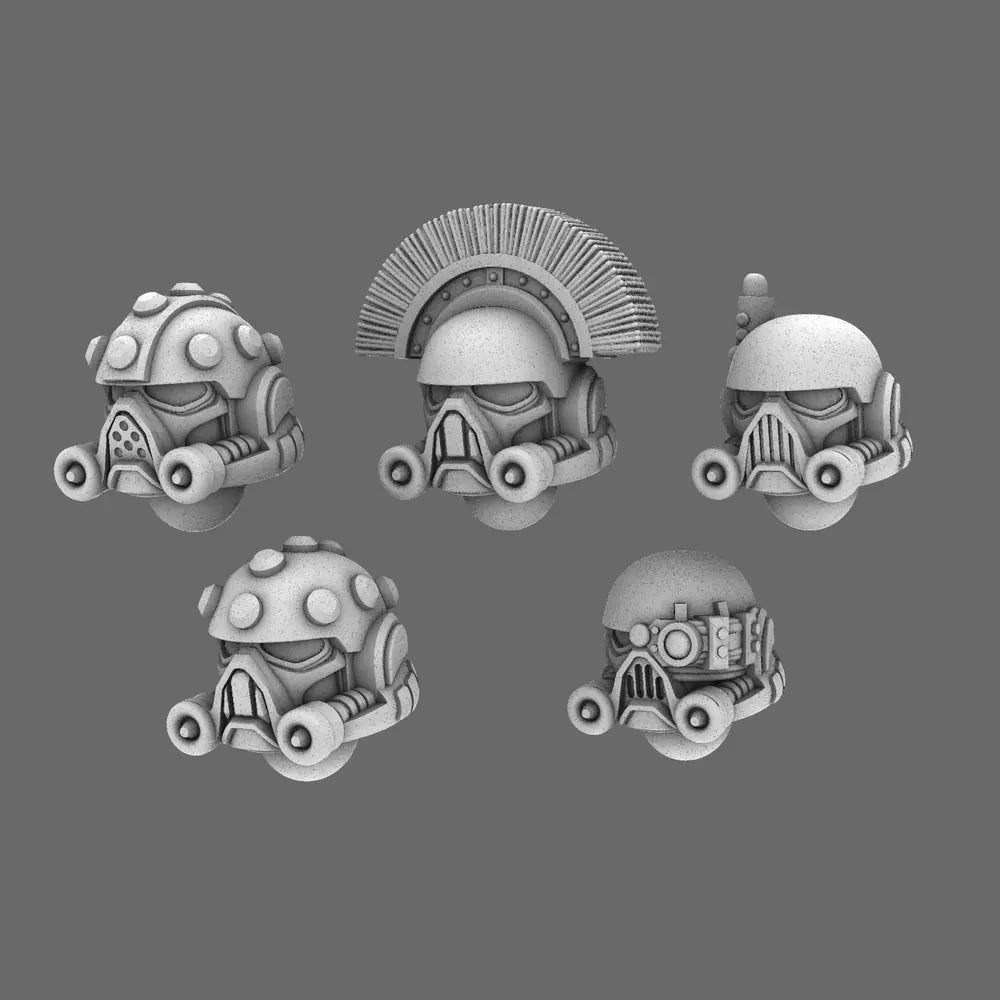 Space Knights V5 Defiance Helmets X 10 BW Terrain & Forge