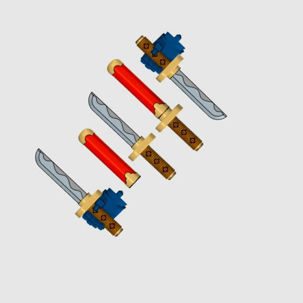 Cyber Samurai Tanto Style Knife Set BW Terrain & Forge