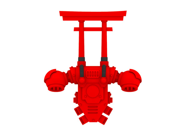 Cyber Samurai V7 Shinto Arch Backpack 3d printed