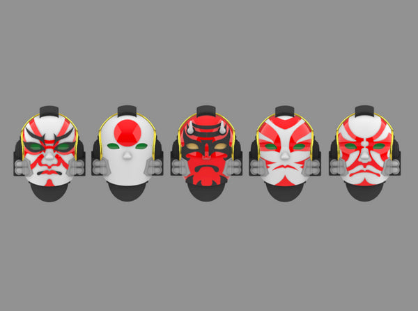 Rising Death Sun Clan V10 Kabuki Helmet Set 3d printed