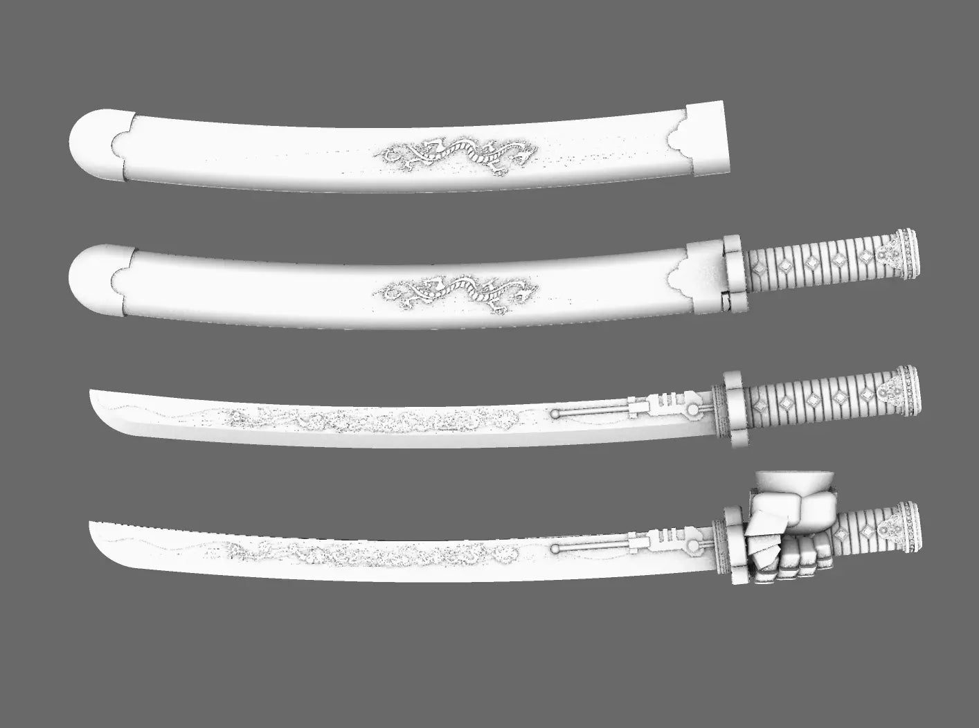 Cyber Samurai Power Katana Sword (STL Format) BW Terrain & Forge