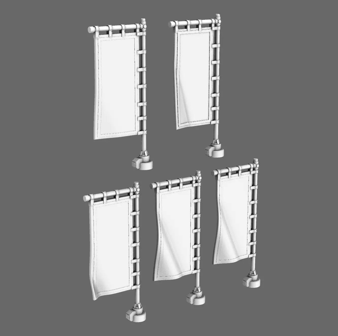 Cyber Samurai Large Back Banner - Sashimono x5 BW Terrain & Forge