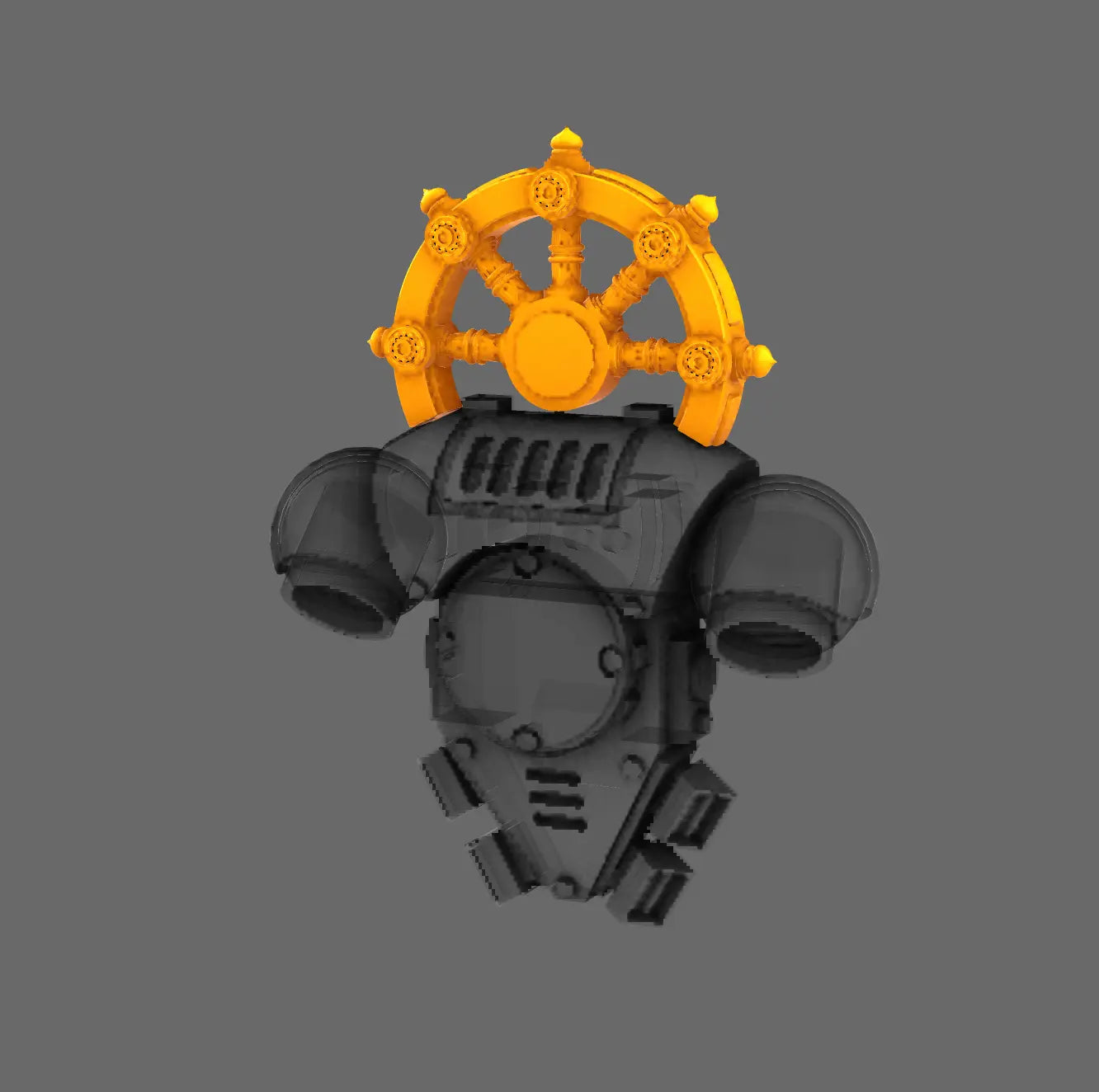 Cyber Samurai Iron Halo Dharma Wheel BW Terrain & Forge