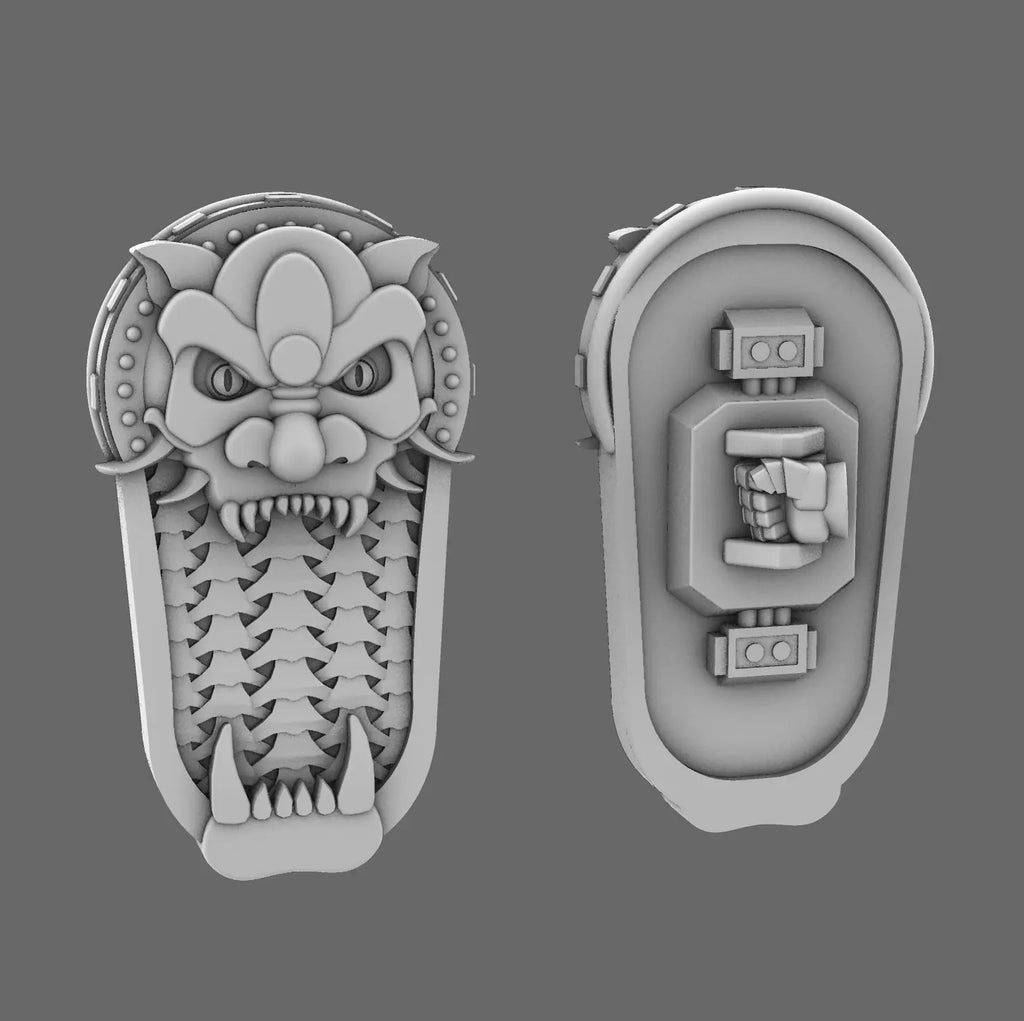 Cyber Samurai Oni Style Mega Shield RIGHT BW Terrain & Forge