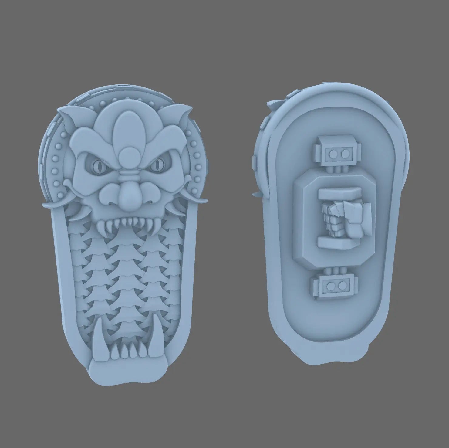 Cyber Samurai Oni Style Mega Shield RIGHT BW Terrain & Forge