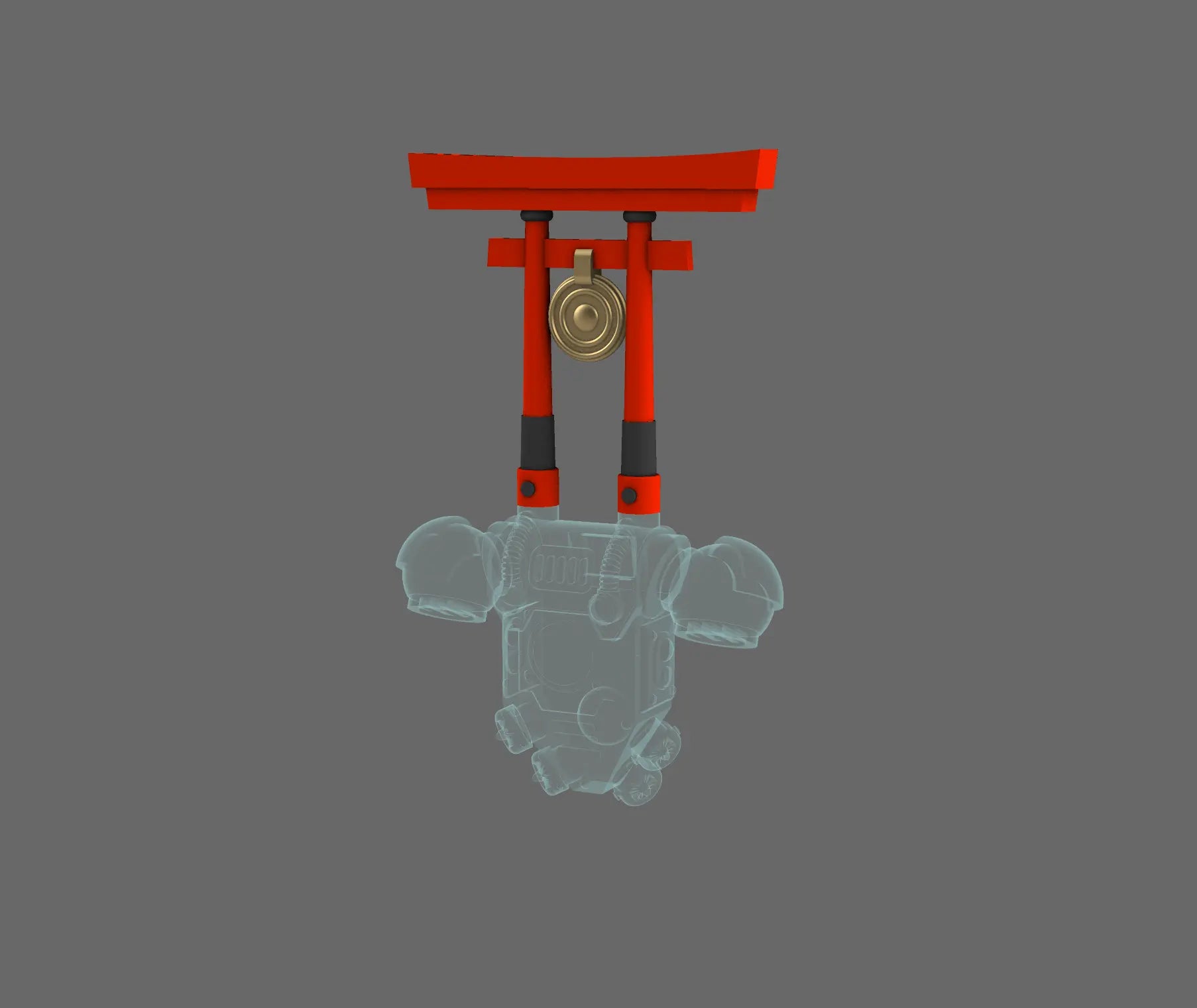 Cyber Samurai Back Pack Addon Shinto Arch B BW Terrain & Forge