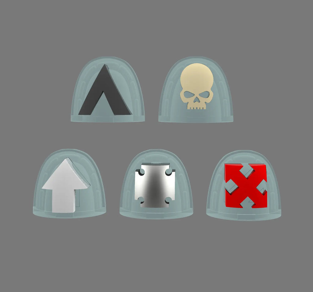 Space Knights Assorted Squad Shoulder Symbols (STL Format) BW Terrain & Forge