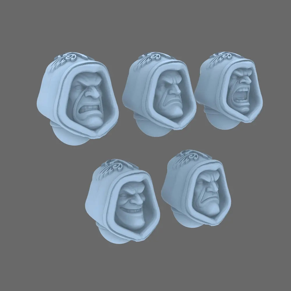 Arthurian Knights V10 Hooded Faithful Heads - BW Terrain & Forge