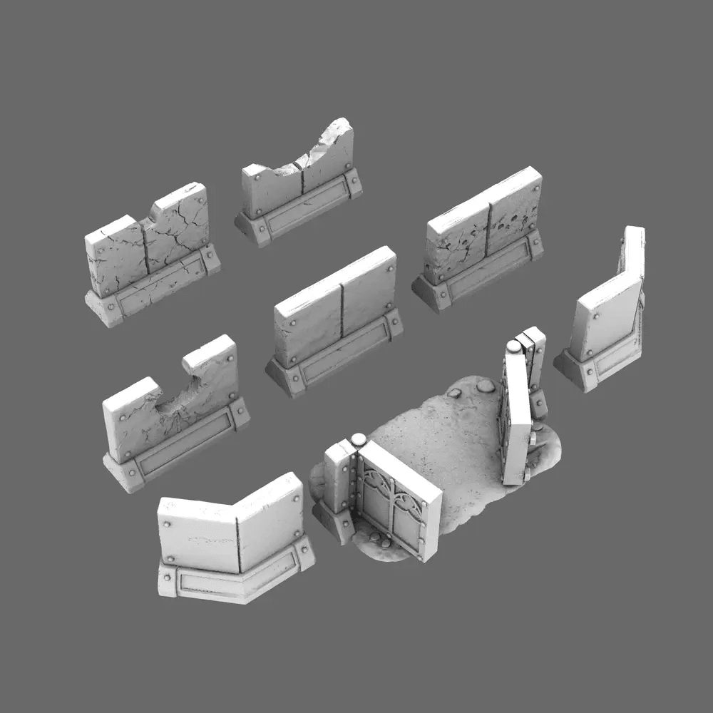 BWTF Scenics Battle Damaged Concrete Barriers - BW Terrain & Forge