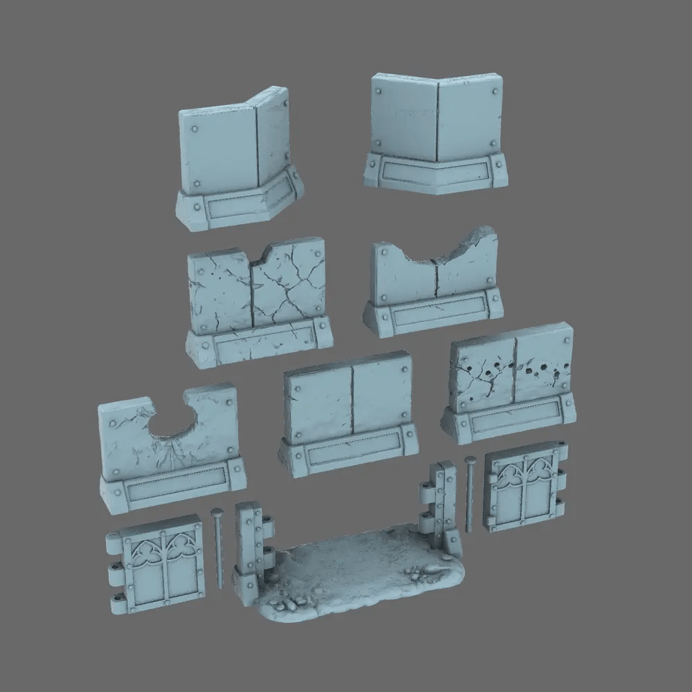 BWTF Scenics Battle Damaged Concrete Barriers - BW Terrain & Forge
