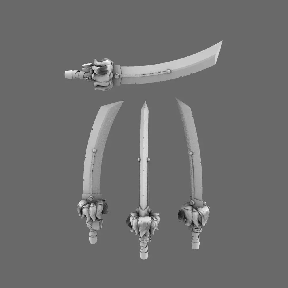 Cyber Samurai Demon Dog Sword LEFT X 10 - BW Terrain & Forge