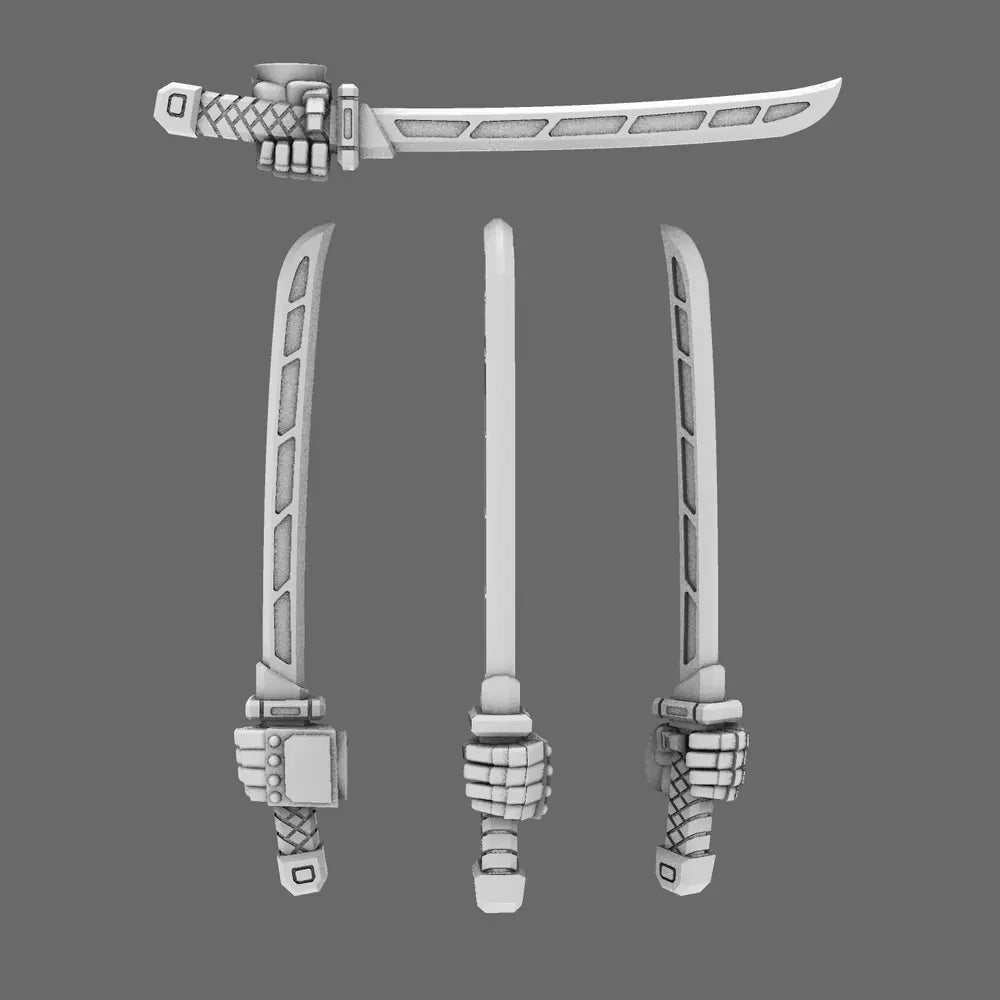 Cyber Samurai Techno Katana Type A LEFT X 10 - BW Terrain & Forge
