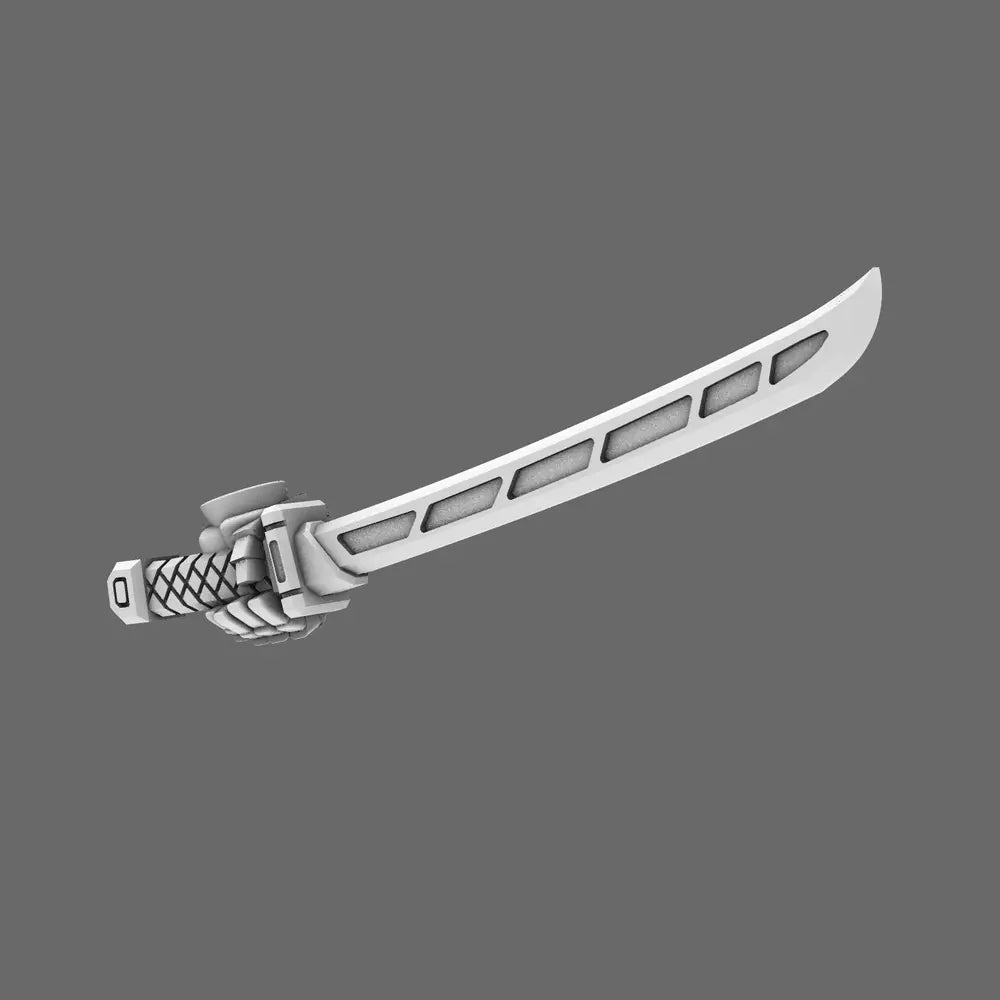 Cyber Samurai Techno Katana Type A LEFT X 10 - BW Terrain & Forge