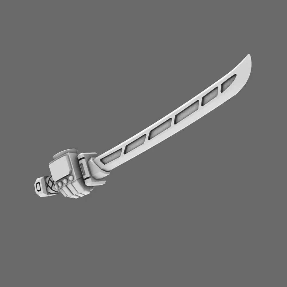 Cyber Samurai Techno Katana Type A RIGHT X 10 - BW Terrain & Forge