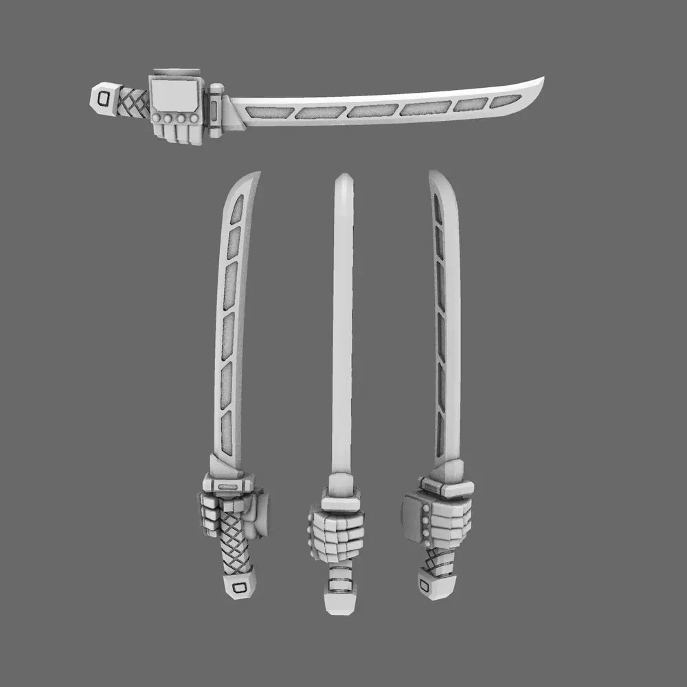 Cyber Samurai Techno Katana Type A RIGHT X 10 - BW Terrain & Forge