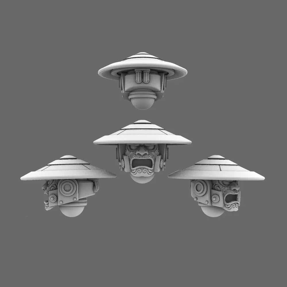 Cyber Samurai V10K Skull & Oni Jingasa Helmets X 10 - BW Terrain & Forge