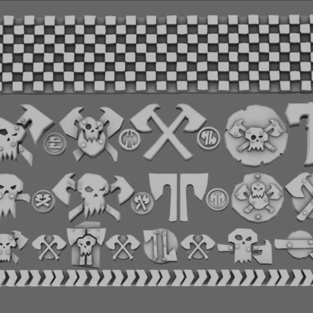 Space Orcs Hatchet Orcs Clan Symbols BW Terrain & Forge