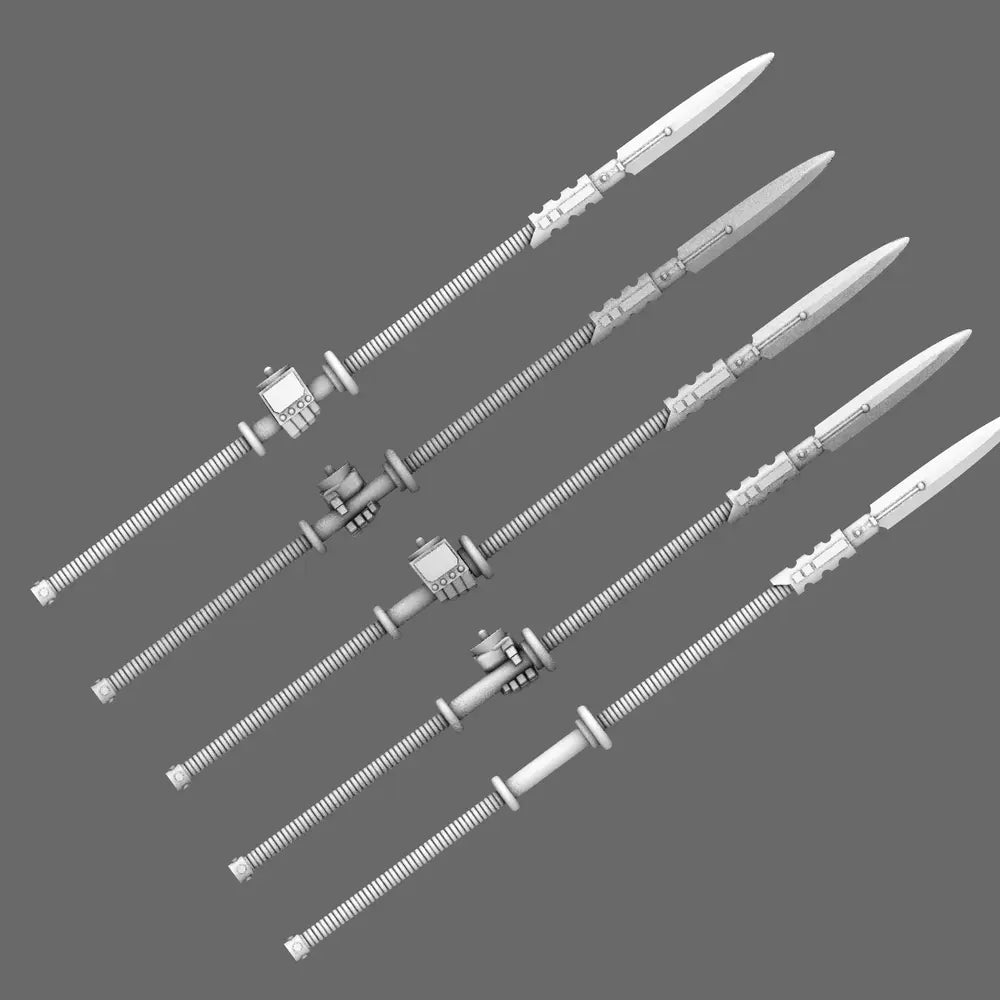 Cyber Samurai Yari Spears RIGHT BW Terrain & Forge
