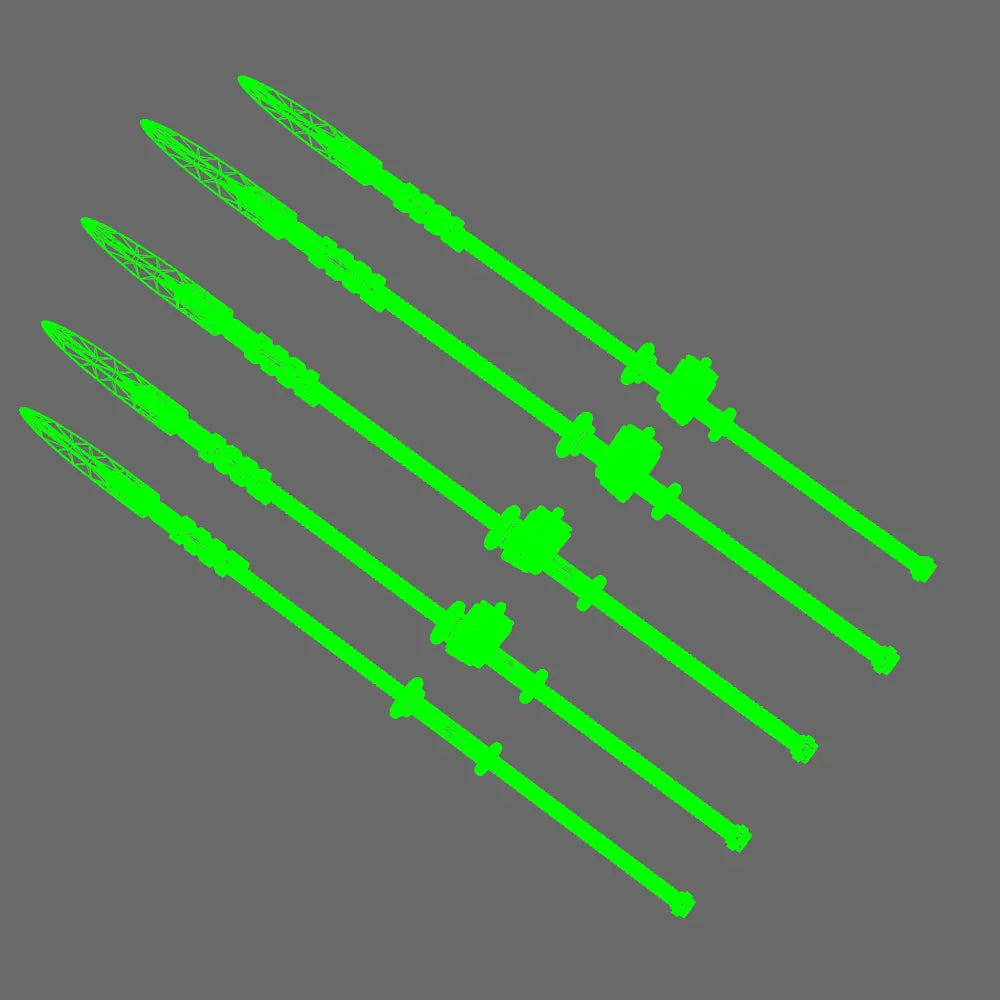 Cyber Samurai Yari Spears RIGHT BW Terrain & Forge