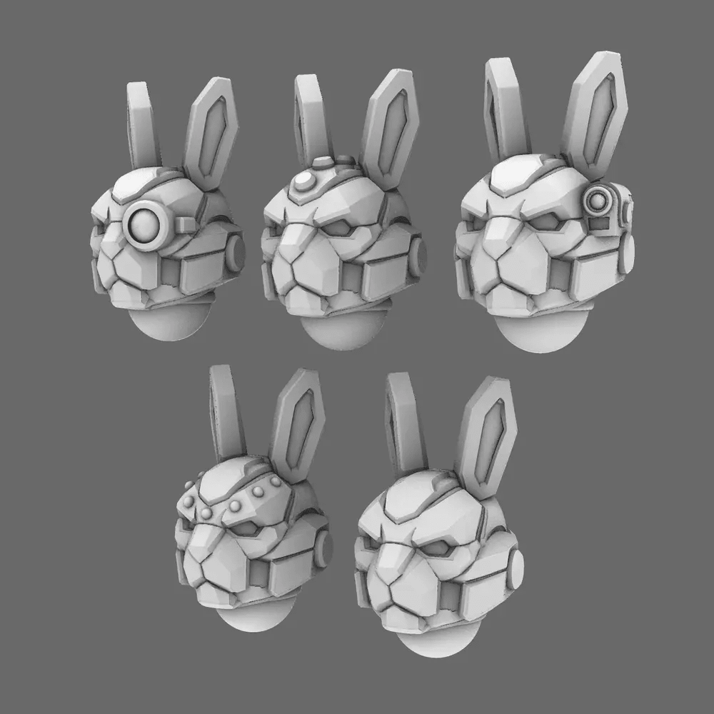 Mecha Furry V10K Bunny Mech Helmets X 10 - BW Terrain & Forge