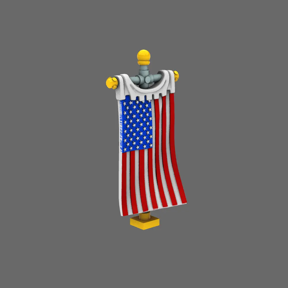 Patriotic Knights Old Glory Back Banner - 28mm Star-Spangled Warrior Standard - BW Terrain & Forge