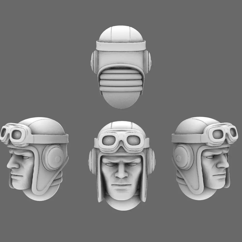 Patriotic Knights V10K Bomber Squad Heads x10 - 28mm WWII Aircrew Heroes Pack - BW Terrain & Forge