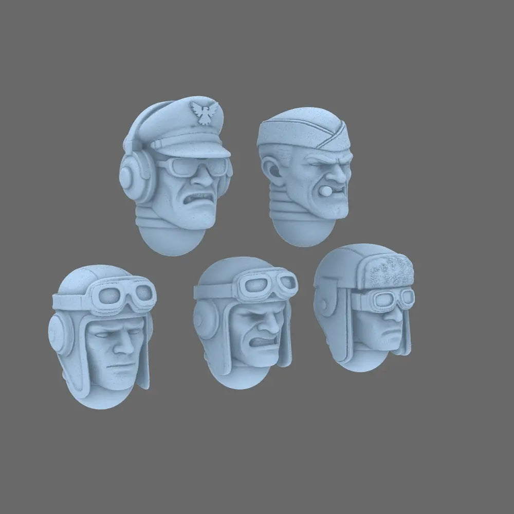 Patriotic Knights V10K Bomber Squad Heads x10 - 28mm WWII Aircrew Heroes Pack - BW Terrain & Forge