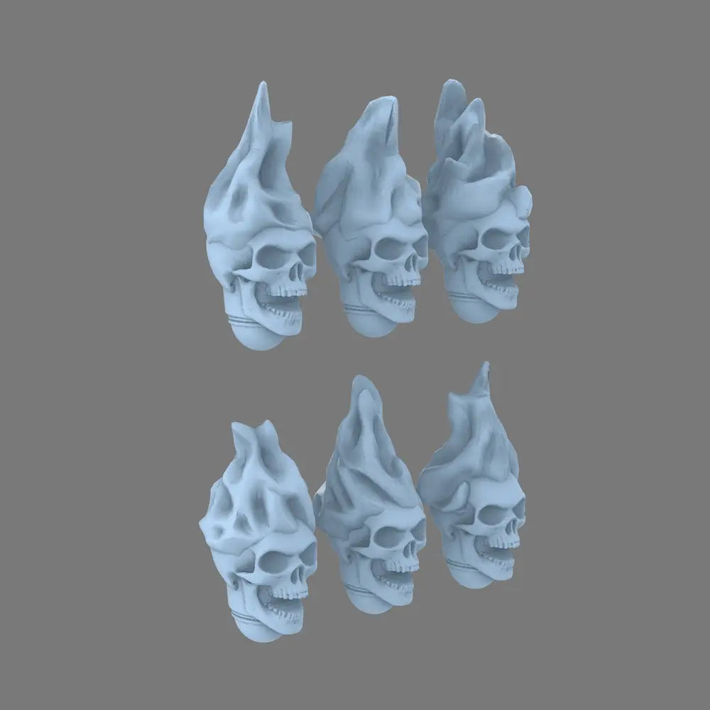 Pumpkin Lords SK V10K Knight Flaming Skull Heads X 10 - BW Terrain & Forge