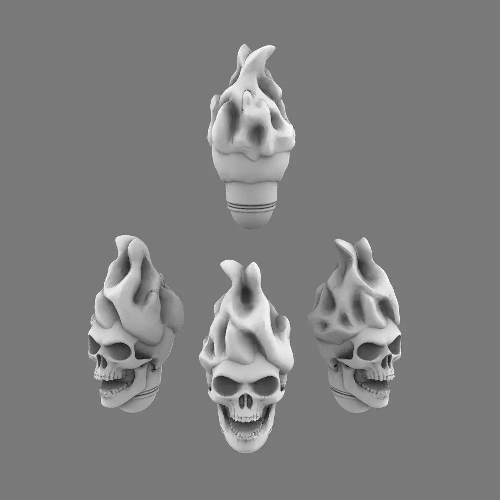 Pumpkin Lords SK V10K Knight Flaming Skull Heads X 10 - BW Terrain & Forge