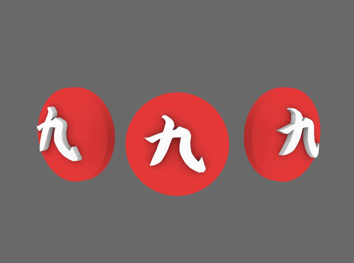 Red Ronin Tiny Symbols - Kanji Numbers (3mm) - (STL Format) - BW Terrain & Forge