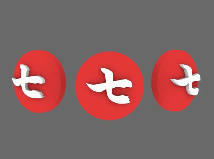 Red Ronin Tiny Symbols - Kanji Numbers (3mm) - (STL Format) - BW Terrain & Forge