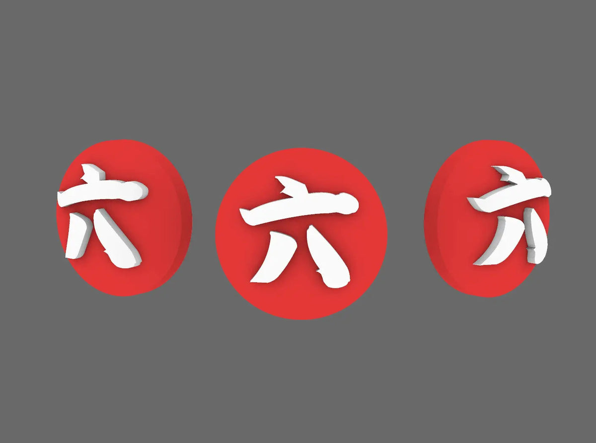 Red Ronin Tiny Symbols - Kanji Numbers (3mm) - (STL Format) - BW Terrain & Forge