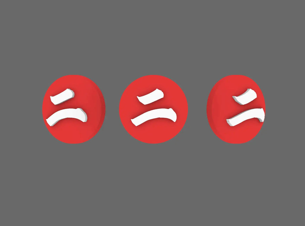 Red Ronin Kanji Number Symbols 3mm (STL Format) - view 3